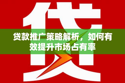 伊宁贷款推广策略解析，如何有效提升市场占有率