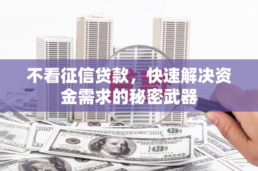 伊宁不看征信贷款，快速解决资金需求的秘密武器