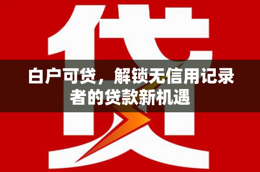 伊宁白户可贷，解锁无信用记录者的贷款新机遇
