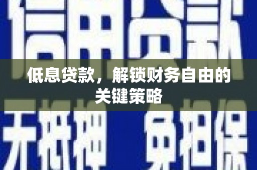 伊宁低息贷款，解锁财务自由的关键策略