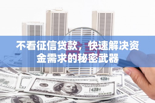 伊宁不看征信贷款，快速解决资金需求的秘密武器