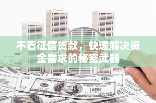 伊宁不看征信贷款，快速解决资金需求的秘密武器