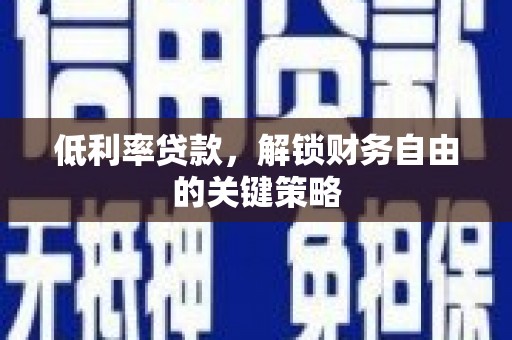 伊宁低利率贷款，解锁财务自由的关键策略