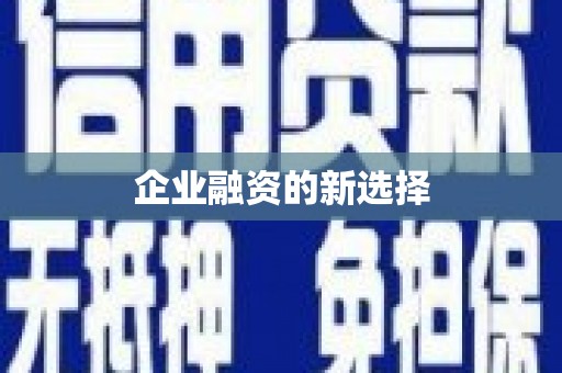 伊宁企业融资的新选择