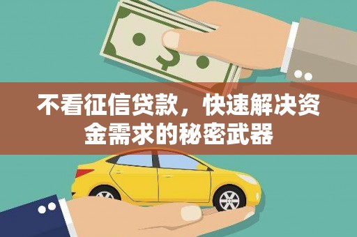 伊宁不看征信贷款，快速解决资金需求的秘密武器